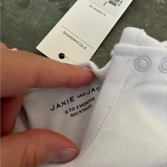 Janie and Jack white and blue short sleeve onesie tiger print size 0-3 mo - Picture 5 of 6